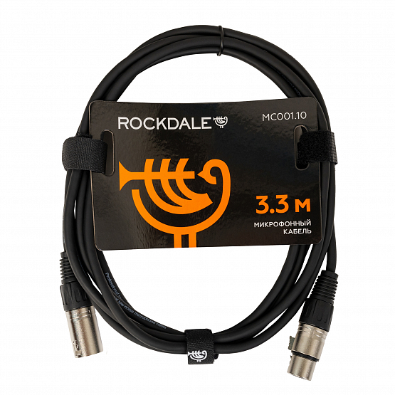 Микрофонный кабель ROCKDALE IC001.10 XLR(папа) x 2, 3,3 м, черный | Музыкальные инструменты ROCKDALE