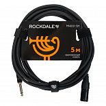 Микрофонный кабель ROCKDALE MN001-5M, XLR (папа) - 6,3 мм Mono Jack(папа), 5 м, черный – фото 1