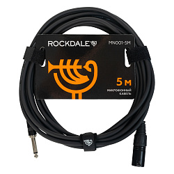 Микрофонный кабель ROCKDALE MN001-5M, XLR (папа) - 6,3 мм Mono Jack(папа), 5 м, черный