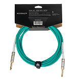 Инструментальный (гитарный) кабель ROCKDALE Wild D3, 6,3 мм Mono Jack (папа) x2, 3 м, светло-зеленый – фото 2