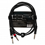 Компонентный кабель ROCKDALE XC-14S-2M, 2 x 6,3 мм Mono Jack (папа) - 3,5 мм Stereo Mini Jack(папа), 2 м, черный – фото 2