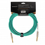 Инструментальный (гитарный) кабель ROCKDALE Wild D5, 6,3 мм Mono Jack (папа) x 2, 5 м, светло-зеленый – фото 2