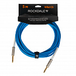 Инструментальный (гитарный) кабель ROCKDALE Wild C5, 6,3 мм Mono Jack (папа) x 2, 5 м, голубой – фото 1