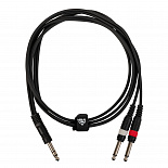 Компонентный кабель ROCKDALE XC-14S-2M, 2 x 6,3 мм Mono Jack (папа) - 3,5 мм Stereo Mini Jack(папа), 2 м, черный – фото 4