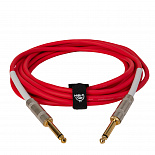 Инструментальный (гитарный) кабель ROCKDALE Wild A5, 6,3 мм Mono Jack (папа) x 2, 5 м, красный – фото 4