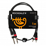 Компонентный кабель ROCKDALE DC005-1M, 2 x 6,3 мм Mono Jack (папа) - 2 RCA (папа), 1 м, черный – фото 1