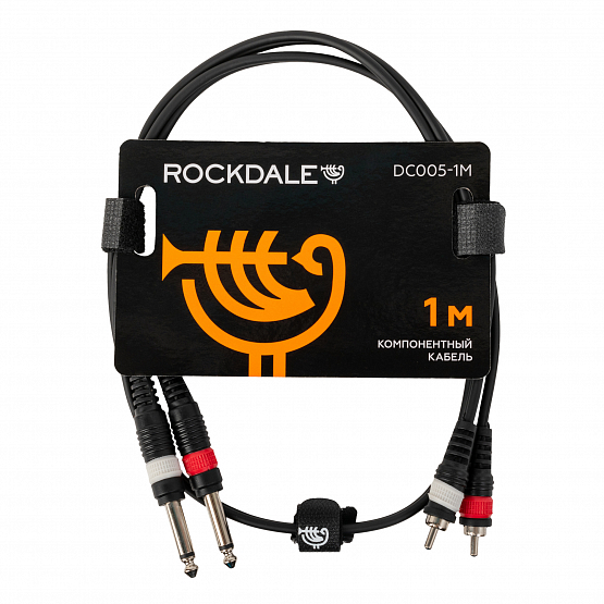 Компонентный кабель ROCKDALE DC005-1M, 2 x 6,3 мм Mono Jack (папа) - 2 RCA (папа), 1 м, черный | Музыкальные инструменты ROCKDALE
