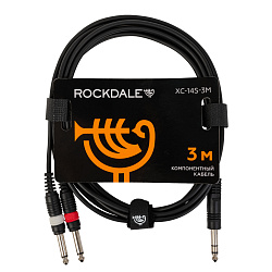 Компонентный кабель ROCKDALE XC-14S-3M,  2 х 6,3 мм Mono Jack (папа) - 6,3 мм Stereo Jack (папа), 3 м, черный