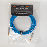Инструментальный (гитарный) кабель ROCKDALE Wild C5, 6,3 мм Mono Jack (папа) x 2, 5 м, голубой – фото 7