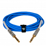 Инструментальный (гитарный) кабель ROCKDALE Wild C5, 6,3 мм Mono Jack (папа) x 2, 5 м, голубой – фото 4