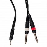 Компонентный кабель ROCKDALE XC-002-1M, 3,5 мм Mini Jack (папа) - 2 х 6,3 мм Mono Jack (папа), 1 м, черный – фото 10